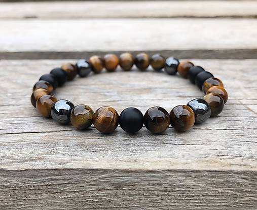 Pánske šperky - Náramok - ónyx, tigrie oko, hematit  - 13290845_