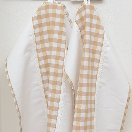 Úžitkový textil - DORA - bežové káro veľké - utierka 60x40 - 13290838_