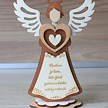 Dekorácie - Rodina, láska Muž-Drevený anjel (Hnedá 13x19cm) - 13293343_