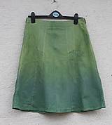 Sukne - Zelená ľanová midi sukňa obvod pása 78 cm - 13295440_