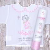 Detské oblečenie - Vyšívaná košieľka na krst "Ružový anjelik s krížikom" (expres set košieľka + sviečka + SBD + darčeková krabica) - 13298563_