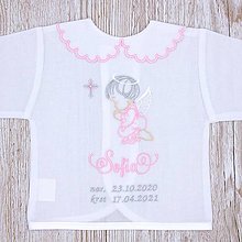 Detské oblečenie - Vyšívaná košieľka na krst "Ružový anjelik s krížikom" (Košieľka bez SBD) - 13298597_