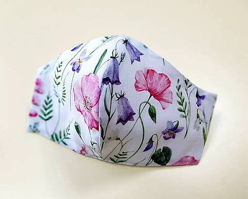 Rúška - Dizajnové bavlnené rúško - Spring flowers (Zvončeky) - 13297915_