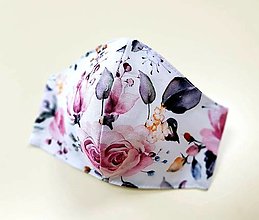 Rúška - Dizajnové bavlnené rúško - Spring flowers (Ružové ruže) - 13297938_