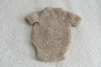 Detské oblečenie - Newborn body s krátkymi rukávmi na fotenie novorodeniatok (Svetlobéžová 04) - 13294766_