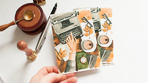 Papier - Pohľadnica "typewriter" - 13298646_