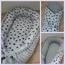 Detský textil - Hniezdo pre bábätko (Sivé minky - set) - 13302580_