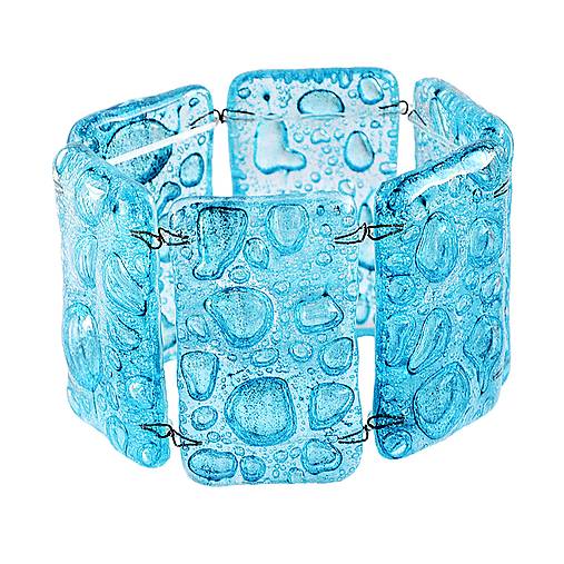 Náramky - Náramok z tyrkysového bublinkového skla - 13301230_