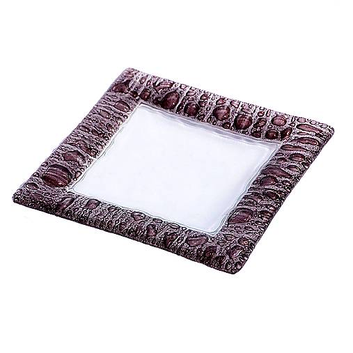 Nádoby - Misa hnedá - tanier, svietnik - české bublinkové sklo 16 x 16 cm - 13301352_