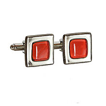 Pánske šperky - Originálne manžetové gombíky, červené, ručne maľované sklo s platinou - 13301514_