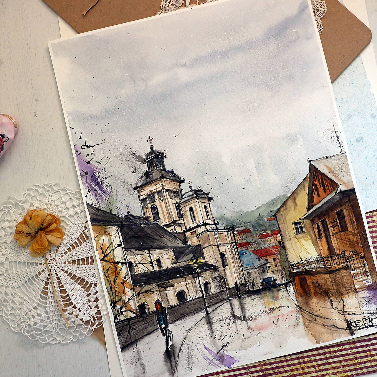 Pekné miesto VII./ akvarelový originál by Richie Bumpkin