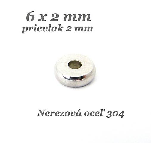 Korálka - disk, medzikus 6x2mm /M4539/ - nerez.oceľ 304