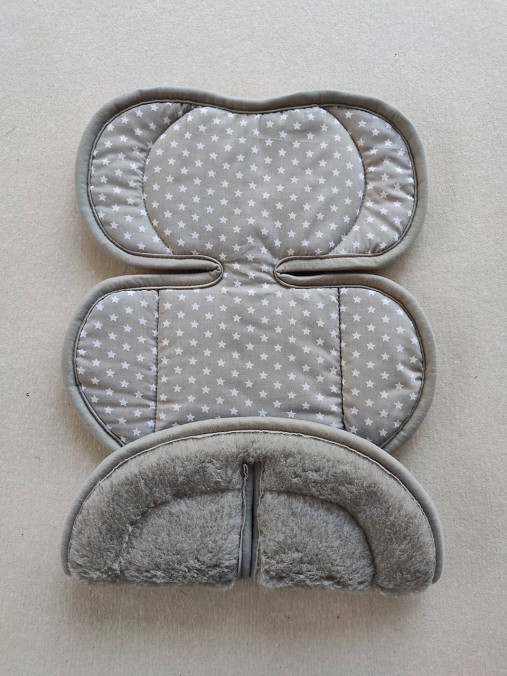 Detský textil - VLNIENKA podložka do autosedačky vajíčko 0+ / 0-13kg 100% Merino Grey proti poteniu a prehriatiu Hviezdička šedá - 13305379_