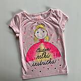 Detské oblečenie - Maľované ružovkasté tričko s princeznou a nápisom “Budem veľká sestrička” - 13304231_
