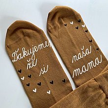 Ponožky, pančuchy, obuv - Maľované ponožky pre MAMU s nápisom: (“Ďakujeme, že si naša mama” (horčicové)) - 13304094_