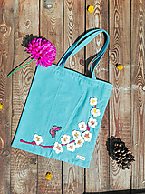 Bavlnená taška s háčkovanou aplikáciou - sakura