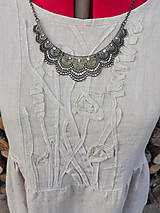 Šaty - Béžové ľanové šaty - 3D kvety (rôzne farby) - 13305513_