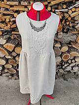 Šaty - Béžové ľanové šaty - 3D kvety (rôzne farby) - 13305517_