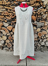 Šaty - Béžové ľanové šaty - 3D kvety (rôzne farby) - 13305518_