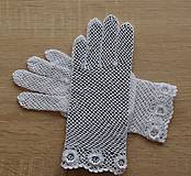 Rukavice - Biele rukavičky s kvetinovým lemom - 13308099_