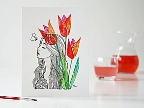 Kresby - Tulipány a Deva 7, akvarel, 18 x 24 cm - 13308033_
