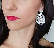Náušnice - Čipkované svadobné náušnice (Ag925) (Biela zo Swarovski kryštálmi) - 13306874_