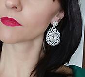 Náušnice - Čipkované svadobné náušnice (Ag925) (Biela zo Swarovski kryštálmi) - 13306875_