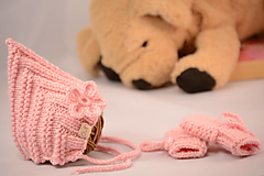 Detské doplnky - Setík pre novorodeniatka a predčasniatka EARLY (pixie čiapočka a rukavičky), 100% merino (0 až 2 - Sivomodrá) - 13308807_