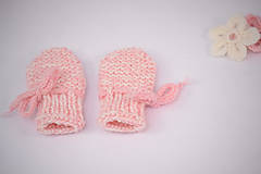 Detské doplnky - Setík pre novorodeniatka a predčasniatka EARLY (pixie čiapočka a rukavičky), 100% merino (-1 až 1 - Ružovo-biela) - 13308817_