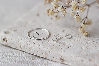 Sady šperkov - Strieborný set - náušnice a prsteň s mini kruhmi (prázdne) - 13311542_