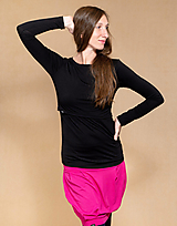 Tehotenské oblečenie - MERINO tričko na dojčenie (L - Ružová) - 13316379_