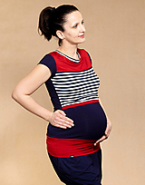 Tehotenské oblečenie - Bambusové tričko na dojčenie- Námořnické - 13316390_
