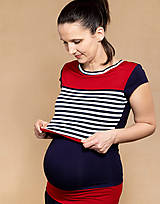 Tehotenské oblečenie - Bambusové tričko na dojčenie- Námořnické - 13316391_