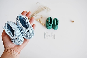 Detské topánky - Bavlnené balerínky pre bábätko - modrá/tyrkysová (modrá - 3 až 6 mes.) - 13317147_