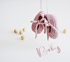 Detské topánky - Bavlnené balerínky pre bábätko - ružová/sivá (ružová s mašličkou - 6 až 12 mes.) - 13317200_