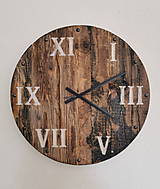 Hodiny - Veľké nástenné hodiny - staré drevo, priemer 58 cm - 13315521_