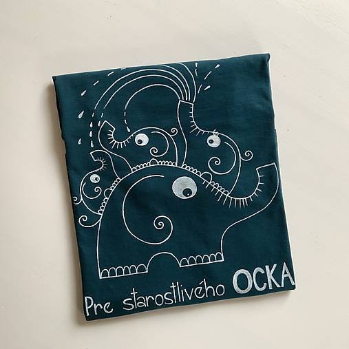 Maľované pánske tričko pre starostlivého ocka (Na tričku tyrkysovomodrej farby)