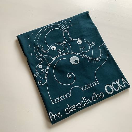 Maľované pánske tričko pre starostlivého ocka (Na tričku tyrkysovomodrej farby)