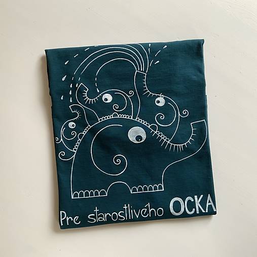 Maľované pánske tričko pre starostlivého ocka (Na tričku tyrkysovomodrej farby)