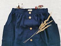 Sukne - Perlička - ľanová sukňa s veľkými našitými vreckami (námornícka modrá) - 13315016_