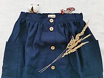 Sukne - Perlička - ľanová sukňa s veľkými našitými vreckami (námornícka modrá) - 13315017_