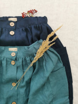Sukne - Perlička - ľanová sukňa s veľkými našitými vreckami (teal (modrozelená)) - 13315018_