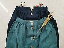 Sukne - Perlička - ľanová sukňa s veľkými našitými vreckami (teal (modrozelená)) - 13315026_