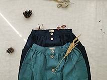 Sukne - Perlička - ľanová sukňa s veľkými našitými vreckami (námornícka modrá) - 13315027_