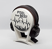 DJ - personalizovaný 3D tlačený čierno-biely stojan na slúchadlá pre DJ-ov a milovníkov elektronickej hudby