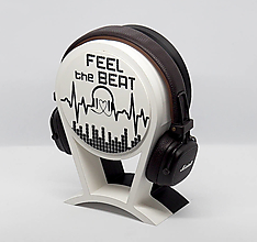 Dekorácie - DJ - personalizovaný 3D tlačený čierno-biely stojan na slúchadlá pre DJ-ov a milovníkov elektronickej hudby - 13317061_