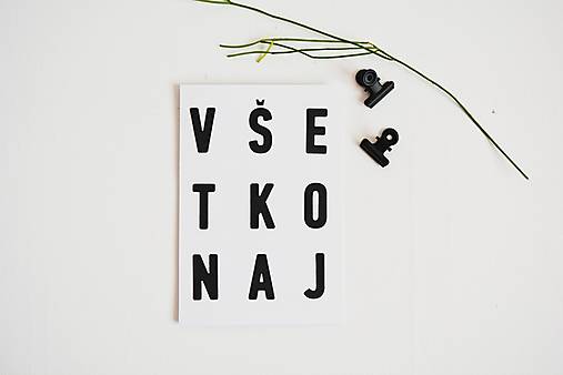 Papiernictvo - Minimalistický pozdrav - čiernobiely nápis (Všetko naj) - 13320106_