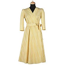 Šaty - GRÉTA - zavinovacie šaty "žlté pásiky" - 13320377_