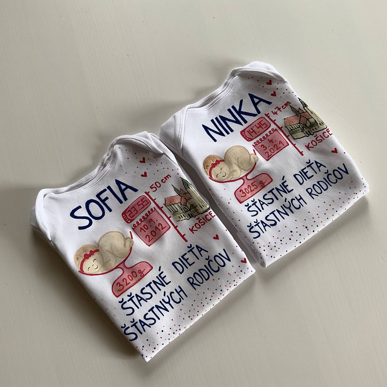 Originálne maľované body k narodeniu bábätka (Dievčenské 1 (Košice))