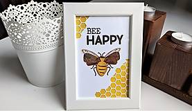 Grafika - Bee HAPPY obrázok v rámiku - 13322795_